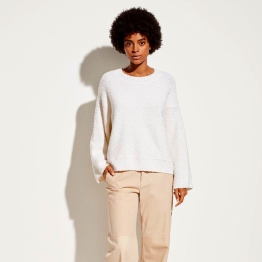 Vince Merino Wool Blend Cream White Boucle sweater  Small